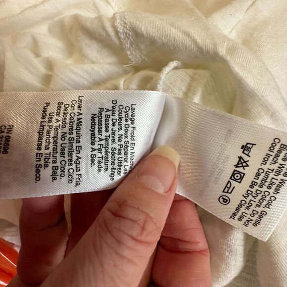 DKNY Ultra Soft Cream Short Sleeve Side Slit Round Neck Boxy Crop Top L - Picture 8 of 12